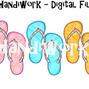 Bright colored flip flop trio design, beach flip flop trio sublimation png, flip flop clip art design, pink blue and orange flip flop pairs