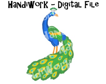 Geschilderd pauw PNG-bestand, pauw tekening sublimatie kunst, kleurrijke pauw kunst, digitale pauw tekening, pauw sticker ontwerp, wilde vogels