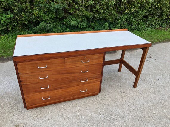 Mid Century Desk Sewing Table Drawers Hobbies artist Desk Teak Crafting Desk Artist Materials Chest Storage Needlecraft Work Station Etsy UK
