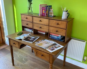Antique Small Desk, Victorian Estate Office Clerks Desk, Fine Old Desk, Ladies Desk, Vintage Multi Drawer Desk, Little Vintage Writing Desk