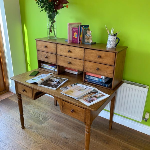 Antique Small Desk, Victorian Estate Office Clerks Desk, Fine Old Desk, Ladies Desk, Vintage Multi Drawer Desk, Little Vintage Writing Desk