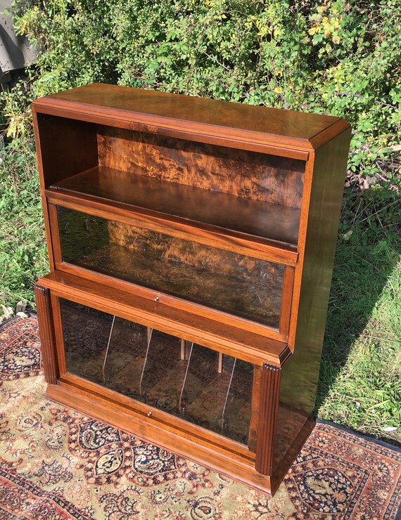 Art Deco Bookcase Vintage Glazed Bookcase Vintage Lp Record Etsy
