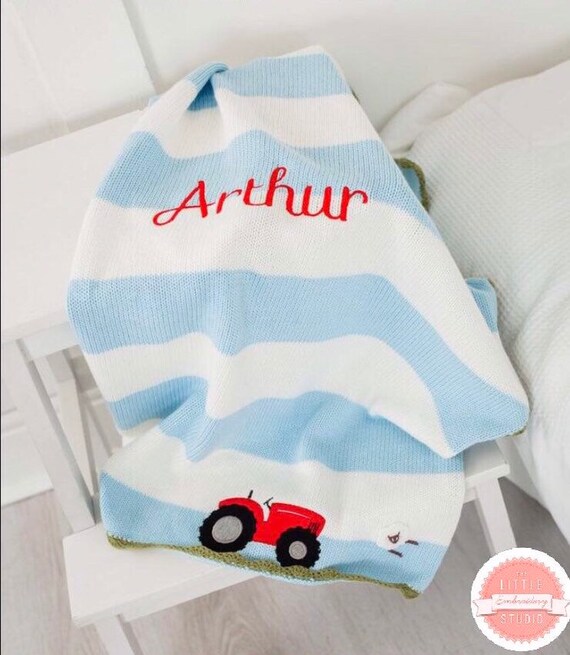 personalised blue baby blanket