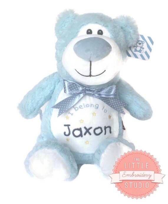 personalised blue teddy bear