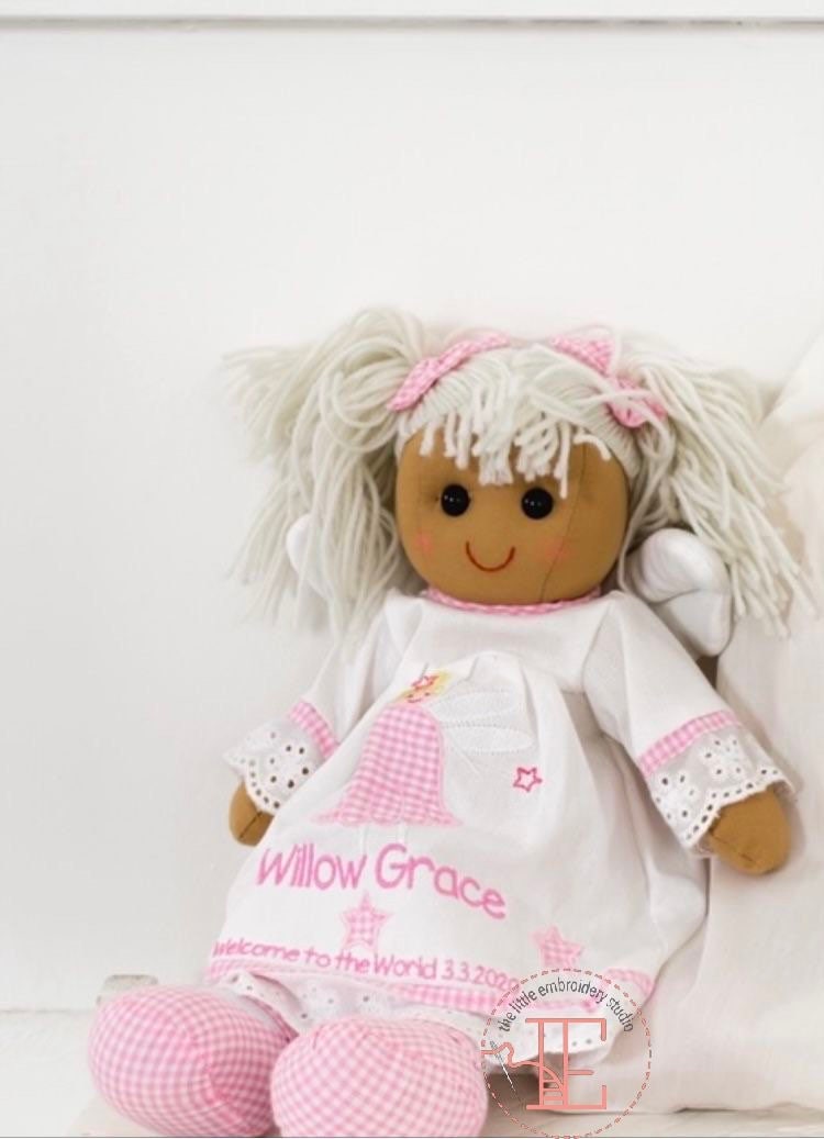 Personalized Doll and Carrier First Baby Doll with Crib Rag Doll with
