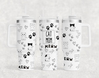 Cat Mom | Cat Lady | 40oz Laser Engrave | SVG Wrap | Laser Wrap | Tumbler Wrap