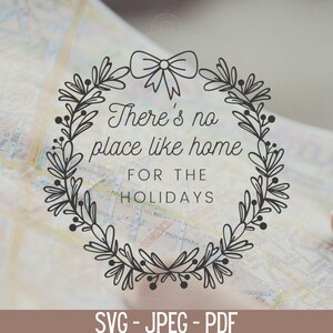 There&#39;s No Place Like Home For the Holidays Personalized Custom Christmas Ornament SVG glowforge laser file