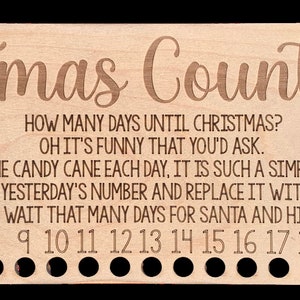Candy Cane Countdown | Christmas Advent Calendar | Laser File | SVG | Glowforge Mira Omtech Laser