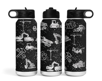 Construction Zone Water Bottle 2 Versions Included  |  Laser Engrave | SVG Wrap | Laser Wrap | Tumbler Wrap