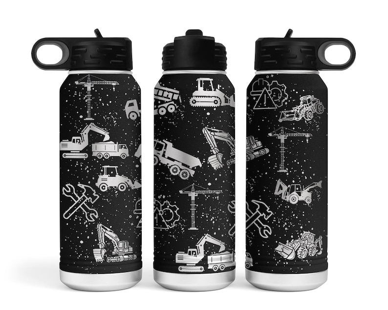 Construction Zone Water Bottle 2 Versions Included Laser Engrave SVG