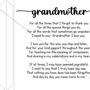 Geschenk für Oma | Muttertagsgedicht | Zeichen | Laser Cut | SVG-Datei | Glühschmiede | DIGITALE DATEI