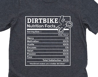 Dirt Bike Nutrition Facts Unisex Graphic T-Shirt, Short Sleeve Tee, Racing, Motocross