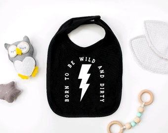 Born To Be Wild and Dirty Baby Bib, Infant Motocross Bib, Dirt Bike Themed Baby Accessory, Off-road Adventure, Baby Shower Gift
