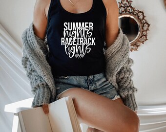 Summer Nights Race Track Lights Tank Top, Women's, Racing, Motocross, Moto, Nascar, Race Wife Girlfriend