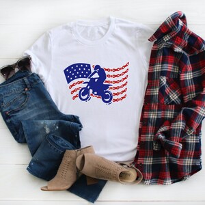 Dirt Bike Flag 4th of July Shirt, Mountains, Patriotic, Motocross, Independence Day