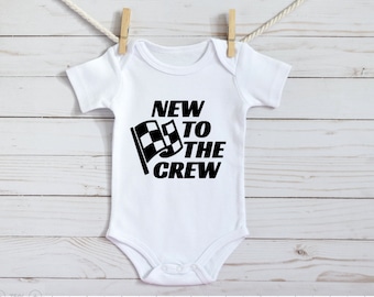 New to the Crew Baby Bodysuit, Motocross, Dirt Bikes, Racing, Infant Clothing, Nascar