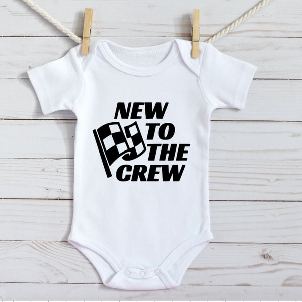 New to the Crew Baby Bodysuit, Motocross, Dirt Bikes, Racing, Infant Clothing, Nascar