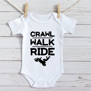 Crawl Walk Ride Bodysuit, Baby, Infant, Bodysuit, White, Dirt Bike, Racing, Motocross