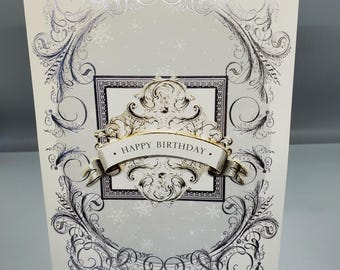 Tarjeta de felicitación de cumpleaños emergente plateada