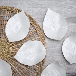 set of 6 porcelain hortensia leaves. Bread plate, Handmade in Italy. MADE TO ORDER
