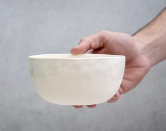 4 tazones de desayuno de porcelana blanca hechos a mano en Italia, hechos por encargo