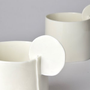 tasses et soucoupes à thé ou à café, porcelaine blanche faite main en Italie, céramique d'atelier image 4