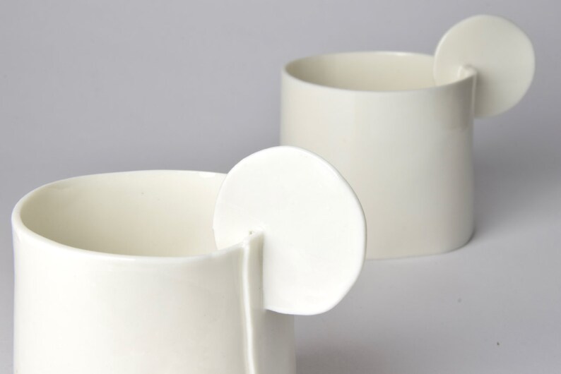 tasses et soucoupes à thé ou à café, porcelaine blanche faite main en Italie, céramique d'atelier image 4