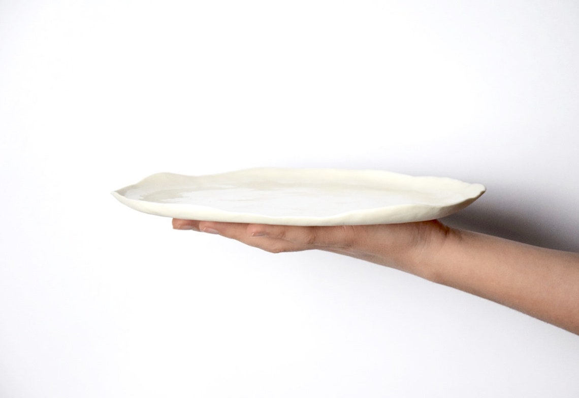 White Porcelain Plates and Bowls 6 Pieces 2 Sets of 3 Plates Etsy