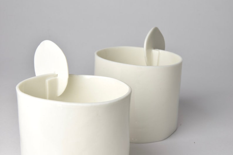 tasses et soucoupes à thé ou à café, porcelaine blanche faite main en Italie, céramique d'atelier image 7