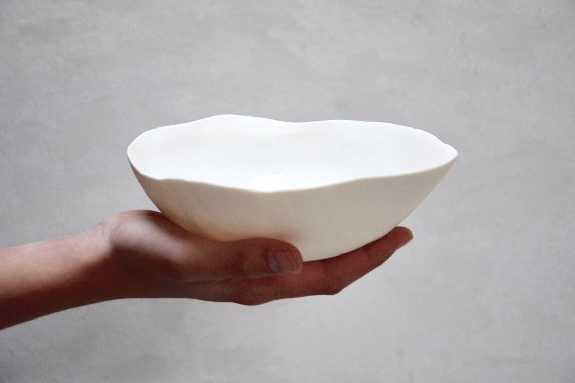 White Porcelain Plates and Bowls 6 Pieces 2 Sets of 3 Plates Etsy