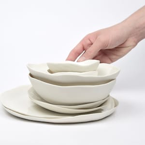 Juego de vajilla de porcelana blanca para 4 personas, hecho a mano - Italian Studio Ceramic