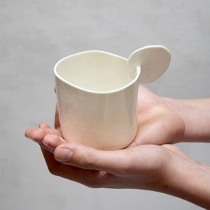 2 tea/coffee cups with 2 saucers, white porcelain handmade in Italy - Made-to-Order
