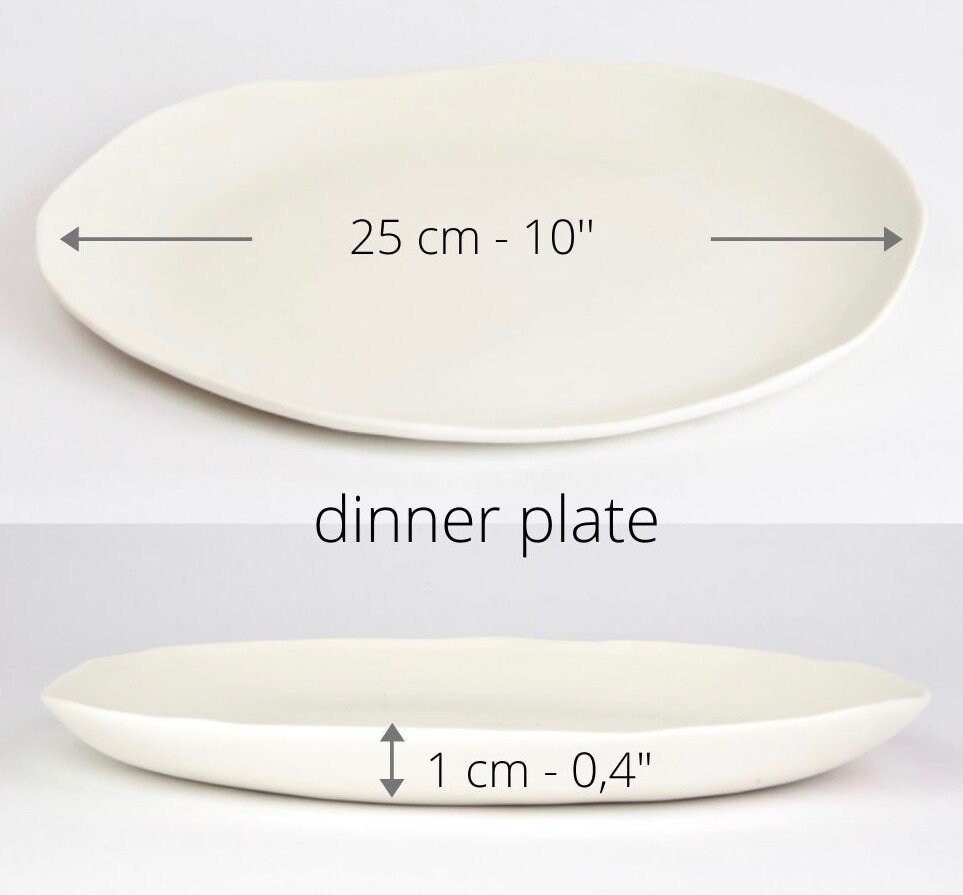 Set di 4 piatti piani in porcellana, set piatti, posto tavola, piatti piani  in ceramica bianca, piatti bianchi, piatti moderni -  Italia