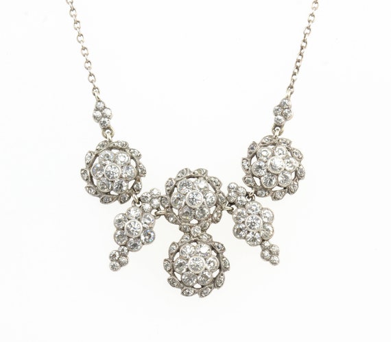 Antique Edwardian Silver Diamond Paste Necklace