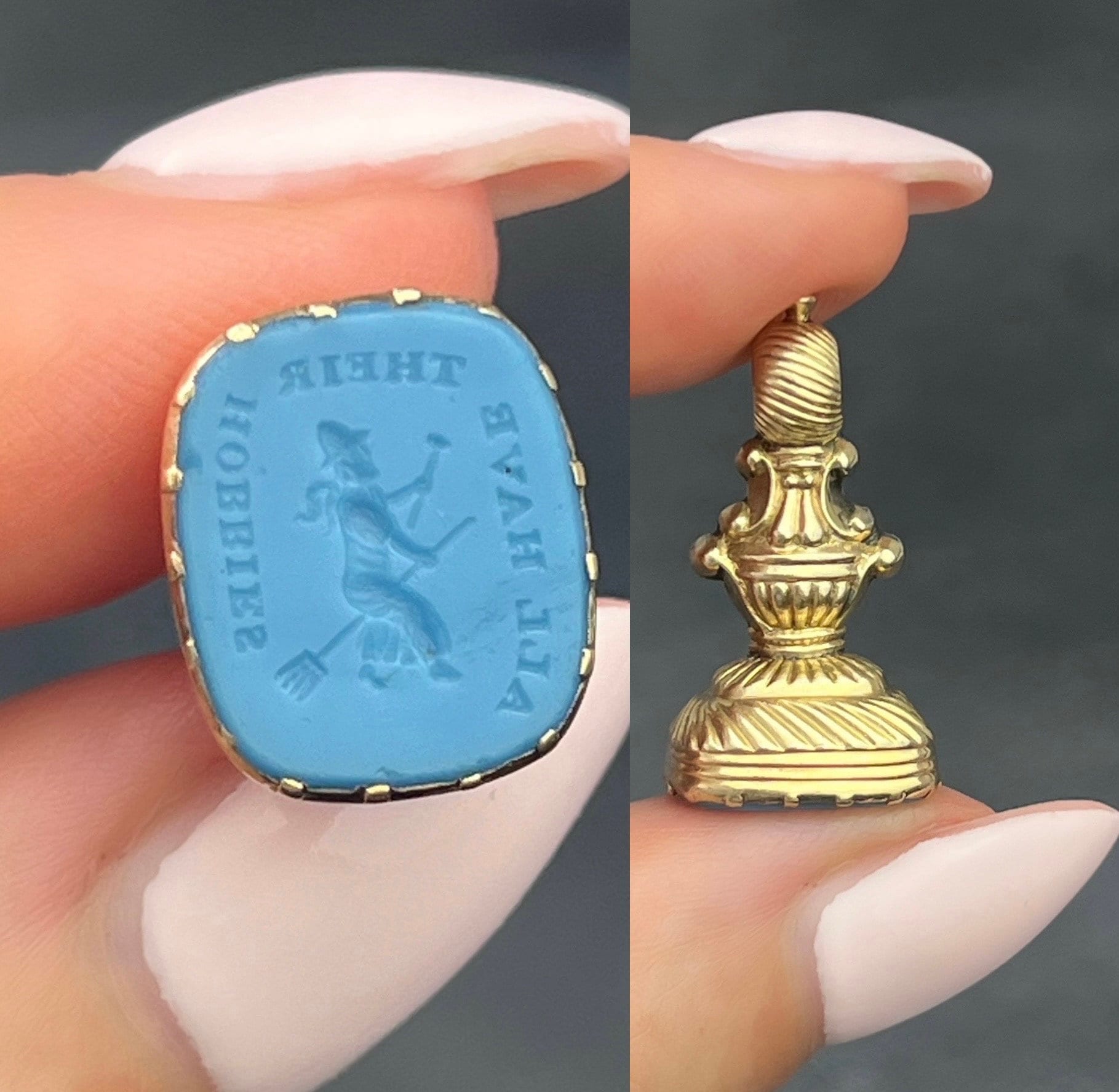 Rare Antique 'All Have Their Hobbies' Witch Wax Seal Fob