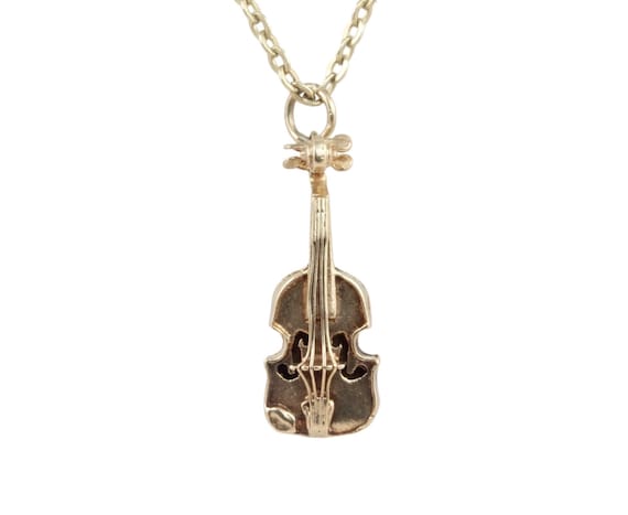 Vintage 9CT Gold Violin Charm Pendant - image 1