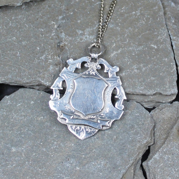 Antique Edwardian Silver Large Fob Pendant