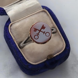 Antique Georgian Gold Silver Gilt Crossed Keys Intaglio Seal Ring