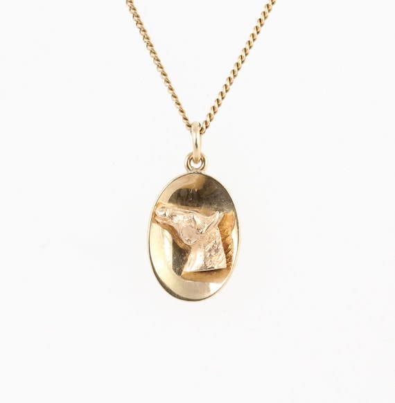 Antique Vintage 1960's 9CT Gold Horse Pendant
