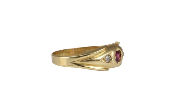 Antique Victorian 18CT Gold Ruby & Diamond Three … - image 2