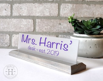 Rustic desk sign Modern office Unique name tag Name plate for office Desk Name Plate Teacher Name Plate for Office Professional Name Plaque