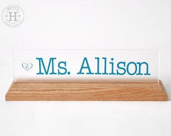 Handcrafted Hardwood Office Name Plate, Job Title Sign