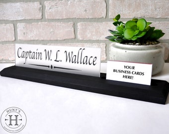 Personalized name plate card holder custom Desk Name Plate with Connected Business Card Holder, business card holder for desk, card stand