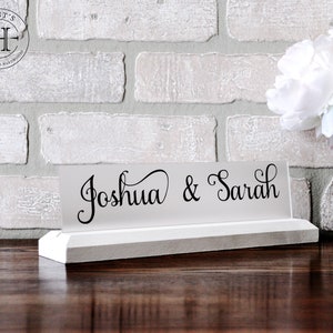 Solid hardwood wedding anniversary name plaque Office Desk Name plate, bride and groom husband and wife Name sign, Unique wedding gift