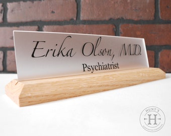 Custom name plate, Medical name plate, Dentist nameplate, office name plate, name plate for desk, name plaque, name sign, name tags