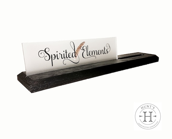 Desk Name Plate With Attached Business Card Holder For Desk Etsy