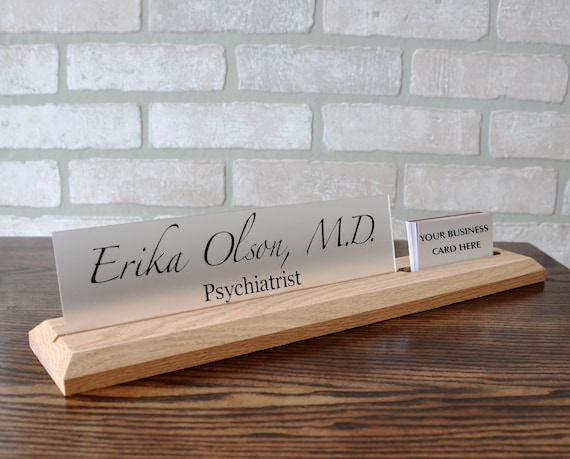 Personalized Card Holder Custom Desk Name Plate With Connected Etsy