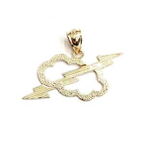 New 14k yellow gold cloud lightning bolt pendant charm gift fine jewelry 1g