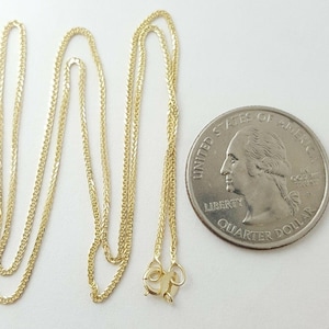 New 14K Yellow Gold 0.8mm Square Spiga Wheat Chain Necklace fine gift 1.90g 24&quot;