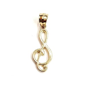 New 14k solid yellow Gold music sign note Pendant gift fine jewelry 1.1g